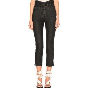 Isabel Marant The Evera High Waisted Grommet Belt Cropped Jeans A33